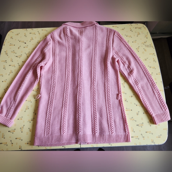 Vintage 60's - 70's Pink Cardigan Sweater - Picture 2 of 11